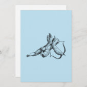 ヴィンテージのキューピッドと矢の愛の天使 招待状 (正面/裏面)