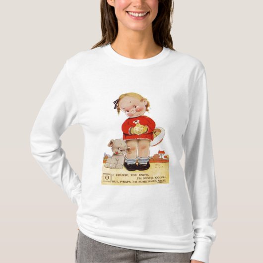 ヴィンテージのキューピッドの人形の女性LSワイシャツ Tシャツ (正面)