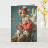 ヴィンテージのキューピッドエンジェル カード (黄色い花)