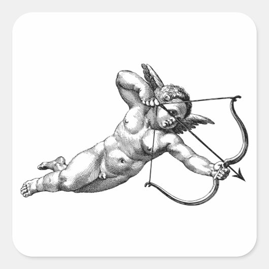 ヴィンテージのキューピッドラブ スクエアシール (正面)