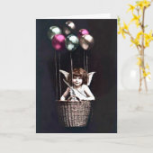 ヴィンテージのキューピッド カード (黄色い花)