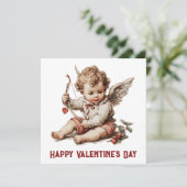 ヴィンテージのキューピッド ハートの弓 カード (スタンド正面)