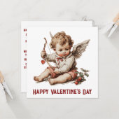 ヴィンテージのキューピッド ハートの弓 カード (正面/裏面インサイチュ)