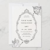 ヴィンテージのキューピッド バロックフレーム アート 招待状 (正面)