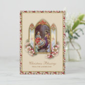 ヴィンテージのキリストの降誕 マリア ヨセフ 花 カード (スタンド正面)