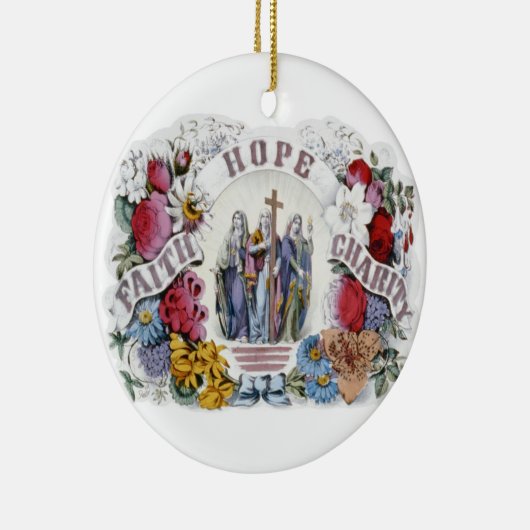 ヴィンテージのキリスト教の芸術の信頼の希望の慈善1874年 セラミックオーナメント (右)