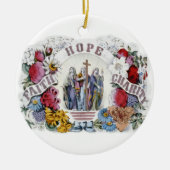 ヴィンテージのキリスト教の芸術の信頼の希望の慈善1874年 セラミックオーナメント (正面)