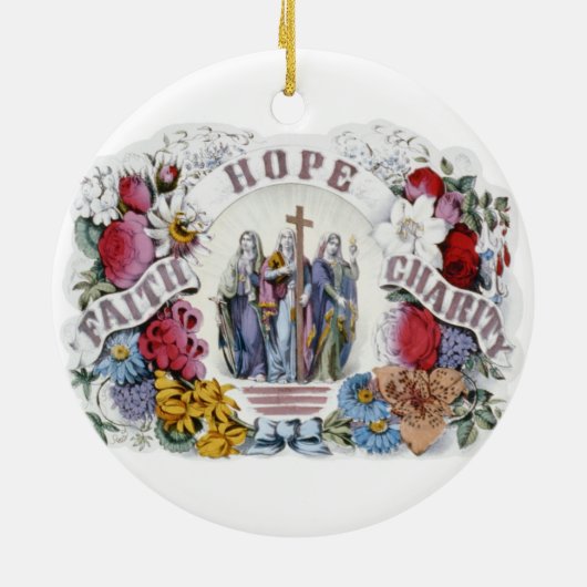 ヴィンテージのキリスト教の芸術の信頼の希望の慈善1874年 セラミックオーナメント (裏面)