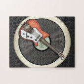 ヴィンテージのギターおよびレコードのデザイン ジグソーパズル (横)