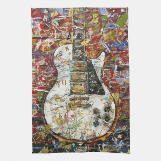 ヴィンテージのギター- キッチンタオル (縦)