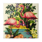 ヴィンテージのギフト用の箱のためのかわいらしいピンクのフラミンゴのタイル タイル (正面)