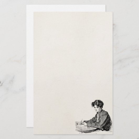 ヴィンテージのギブソン・ガールのEdwardianの女性の執筆手紙 便箋 (正面/裏面)