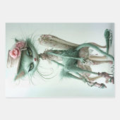 ヴィンテージのギャツビー猫セージグリーンデコパージュ ラッピングペーパーシート (正面3)