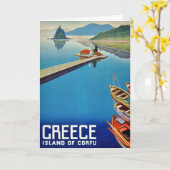 ヴィンテージのギリシャ旅行-コルフ島の島 カード (黄色い花)