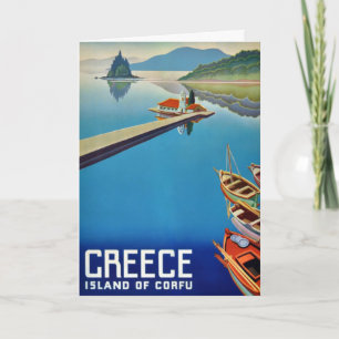 ヴィンテージのギリシャ旅行-コルフ島の島 カード