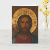 ヴィンテージのギリシャ正教アイコン カード (黄色い花)