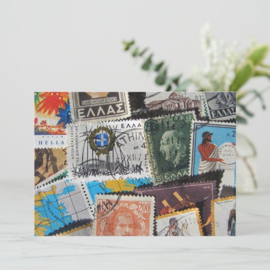 ヴィンテージのギリシャ語は招待状を押します 招待状 (スタンド正面)