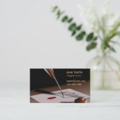 ヴィンテージのクイルを持つスタイリッシュなフリーのコピーライター 名刺 (スタンド正面)