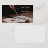 ヴィンテージのクイルを持つスタイリッシュなフリーの校正係 名刺 (正面/裏面)