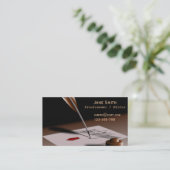 ヴィンテージのクイルを持つスタイリッシュなフリーの校正係 名刺 (スタンド正面)