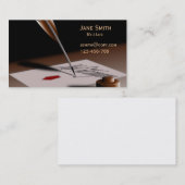 ヴィンテージのクイルを持つスタイリッシュなフリーランス・ライター 名刺 (正面/裏面)