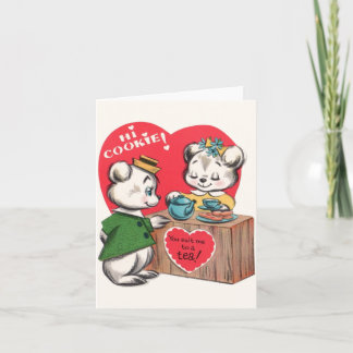 ヴィンテージのクッキーおよび茶バレンタインデーカード カード