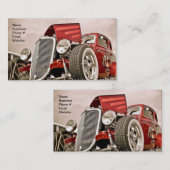 ヴィンテージのクラシックなコレクターの赤い車ビジネス 名刺 (正面/裏面)
