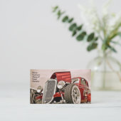 ヴィンテージのクラシックなコレクターの赤い車ビジネス 名刺 (スタンド正面)