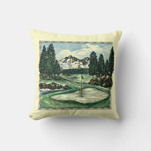 ヴィンテージのクラシックなゴルフコースの装飾的な枕 クッション (正面)