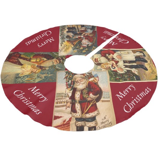 ヴィンテージのクラシックなサンタクロースの木のスカート ブラッシュドポリエステルツリースカート (アングル)