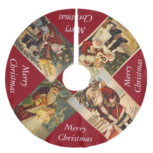 ヴィンテージのクラシックなサンタクロースの木のスカート ブラッシュドポリエステルツリースカート (正面)