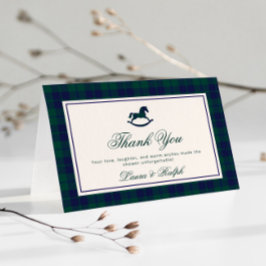 ヴィンテージのクラシックなチェック柄の赤ちゃんの贈り物に最適なベビーシャワー サンキューカード