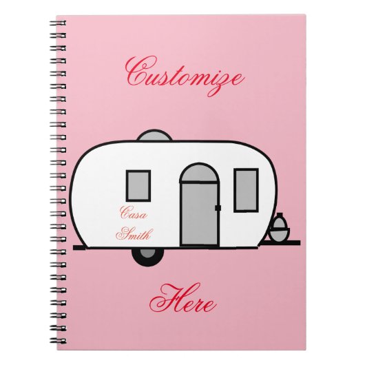 ヴィンテージのクラシックなトレーラーによって円形にされるキャラバン ノートブック (正面)