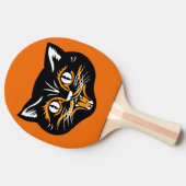 ヴィンテージのクラシックなハロウィンの黒猫の顔の牙 卓球ラケット (横)
