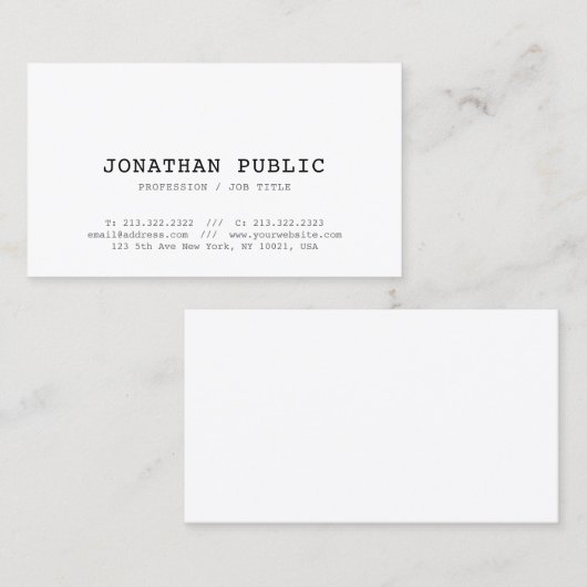 ヴィンテージのクラシックな一見のデザインのスタイリッシュで明白なトレンディー 名刺 (正面/裏面)