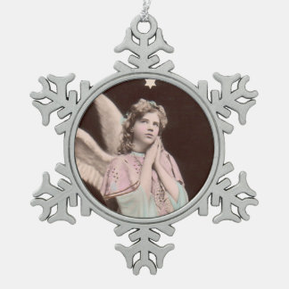 ヴィンテージのクラシックな写真の天使のオーナメント スノーフレークピューターオーナメント