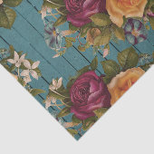 ヴィンテージのクラシックな珊瑚のバーガンディ花の緑木 薄葉紙 (詳細)