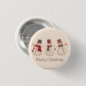 ヴィンテージのクラシックな雪だるまのクリスマスPinボタン 缶バッジ (正面&裏面)