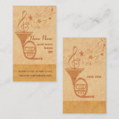 ヴィンテージのクラシック音楽のフレンチ・ホルン- DJ 名刺 (正面/裏面)