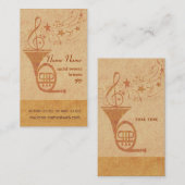 ヴィンテージのクラシック音楽のフレンチ・ホルン- DJ 名刺 (正面/裏面)