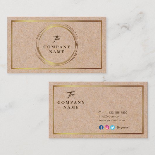 ヴィンテージのクラフトによって印刷される社会的な金ゴールドの名刺 名刺 (正面/裏面)