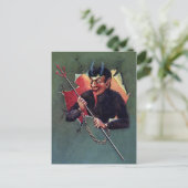 ヴィンテージのクランプスがピッチフォークを持って ポストカード (スタンド正面)