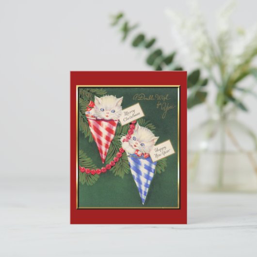 ヴィンテージのクリスマスか新年 シーズンポストカード (スタンド正面)