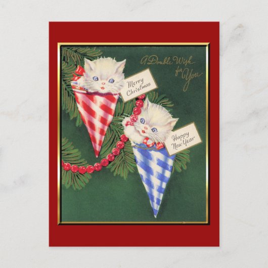 ヴィンテージのクリスマスか新年 シーズンポストカード (正面)
