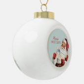 ヴィンテージのクリスマスのすてきなサンタの紫系統の休日 セラミックボールオーナメント (左)