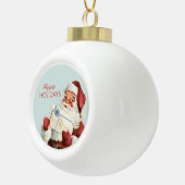 ヴィンテージのクリスマスのすてきなサンタの紫系統の休日 セラミックボールオーナメント (右)