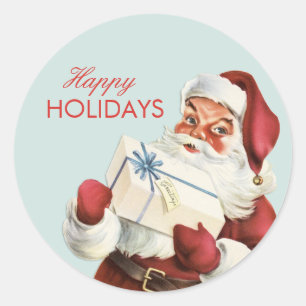 ヴィンテージのクリスマスのすてきなサンタの紫系統の休日 ラウンドシール