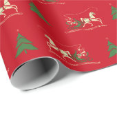 ヴィンテージのクリスマスのそりの乗車の包装紙 ラッピングペーパー (ロールコーナー)