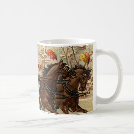 ヴィンテージのクリスマスのそりの乗車 コーヒーマグカップ (右)