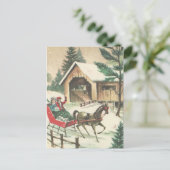 ヴィンテージのクリスマスのそりの乗車 シーズンポストカード (スタンド正面)